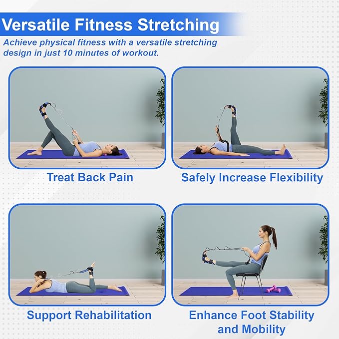Stretch Strap with Loops for Foot and Calf - Ideal for Physical Therapy, Achilles Tendonitis Relief, and Plantar Fasciitis - Perfect for Yoga, Gymnastics, and Flexibility Training-FlexoryFit