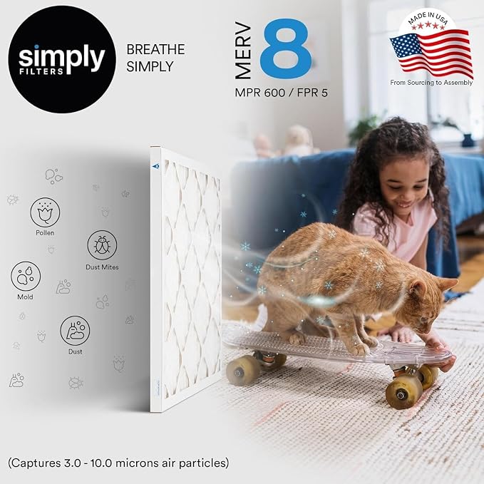 Simply 12x16x1 Air Filter, Merv 8, 6 Pack, - Image 3