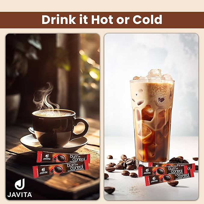 Javita Burn + Control Instant Coffee w Weight Management Herbs: Garcinia Cambogia & Yerba Mate - Slim Coffee with Help of Exercise, Keto Coffee for Diet Support, 1 box - 24 (4.55g) Sticks-FlexoryFit