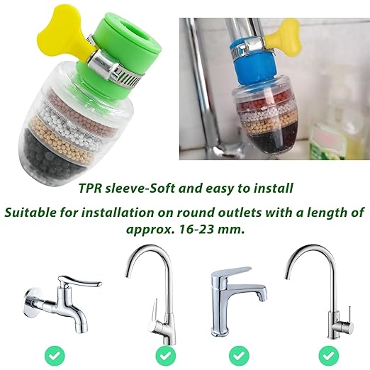 6 Pcs Faucet Water Filter,6 Layer Cartridge Activated Carbon Filters Water Filter Faucet, Faucet Water Purifier Replacements for Sink Applicable 1/2inch - 3/4inch Faucet