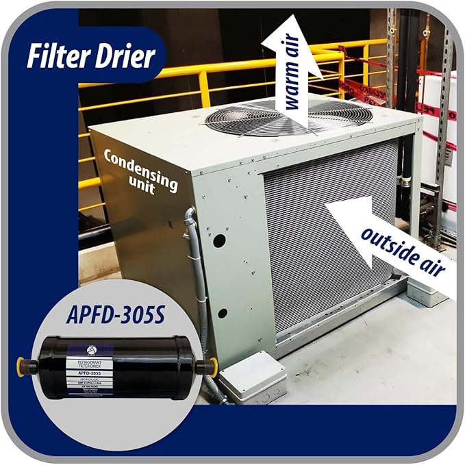 Appli Parts APFD-305S 5/8 in Liquid Line Refrigerant AC Filter Drier hvac Refrigeration 305S ODF Sweat Solder connection universal unidirectional 10 in long 3-1/4 in wide