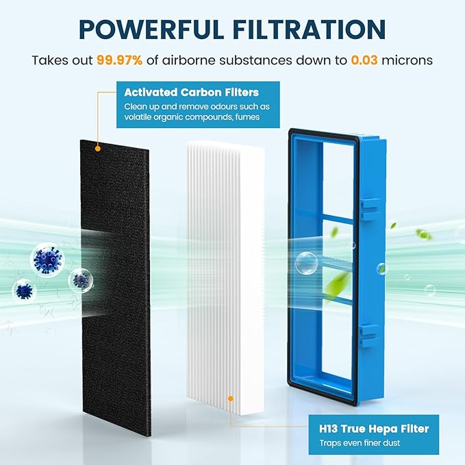 Colorfullife Replacement Filters for Holmes AER1 HEPA Type Total Air Filter Replacement Filters for HAPF30AT and HAP242-NUC, 4 HEPA + 8 Carbon Booster Filters