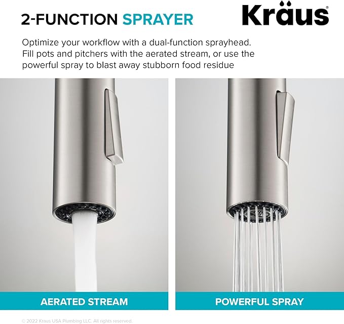 KRAUS Oletto High-Arc Single Handle Pull-Down Kitchen Sink Faucets in Brushed Brass/Matte Black, Kitchen Faucets with Pull Down Sprayer, KPF-2820BBMB