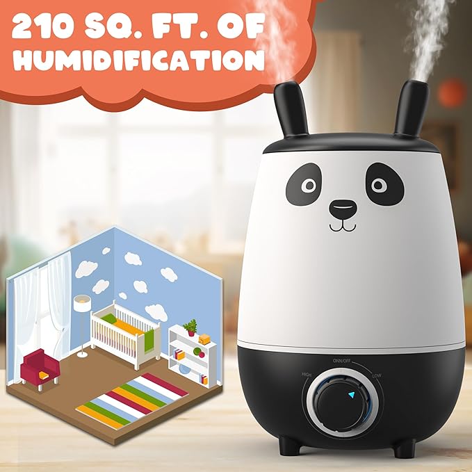 Everlasting Comfort Cool Mist Humidifiers for Bedroom 2.5L - Humidifier Large Room No-Filter, Quiet Air Humidifier for Plants, Allergies, Dry Skin, Congestion, 8 Hr Run Time, Easy Clean