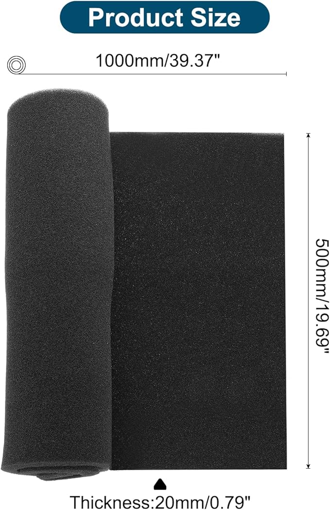 PATIKIL 39" x 20" x 0.8" Air Conditioner Filter Replacement, Washable Reusable Cut to Fit Foam Filter Air Filter for RV AC Vent Window Purifiers Computer, 40PPI