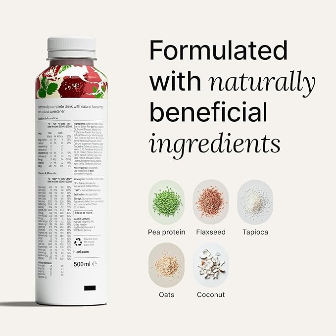 Huel Ready-to-Drink | Strawberry Shortcake Meal Replacement Drink | High Protein Drink | Nutritionally Complete, Low Sugar, High Fiber, Plant Based, Vegan, Healthy | 22g Protein Per Bottle, 16.9 Fl Oz (12 Pack)-FlexoryFit
