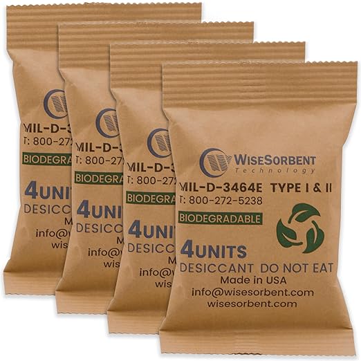 Kraft Clay Desiccants Packs for Safe, 132 Gram 70 Packs Dehumidifier for Gun Safe, 4 Unit Military Grade Moisture Absorbers, Conforms to MIL-D-3464E Type I & II Absorbents