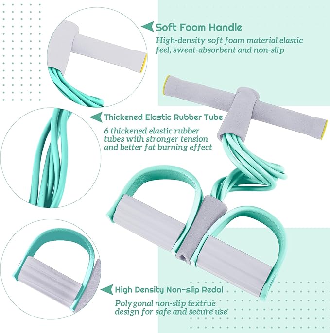 6 Pcs Fitness Resistance Exercise Bands 6 Tube Pedal Puller Resistance Band Set for Women Weight Loss Thigh Training Workout Equipment Elastic Arms Abdomen Shoulder Waist Leg Beginners Yoga-FlexoryFit