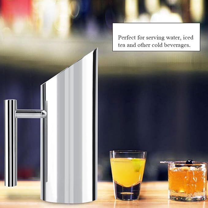 Stainless Steel Water Pitcher with Ice Guard Cold Drinking Pitcher Home Hotel Serving Tool (1L)