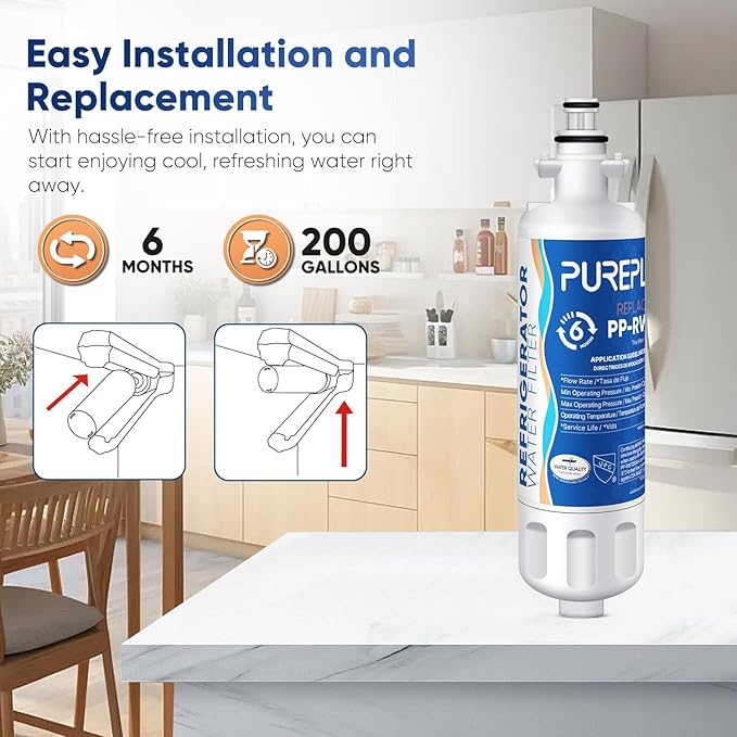 PUREPLUS LT700P NSF 53&42 Certified Replacement for LG ADQ36006101 Kenmore 469690, ADQ36006102, LFXS30766S, LFX28968ST, LFX31925ST, LFX31945ST, LT120F Refrigerator Water and Air Filter Combo, 2Pack