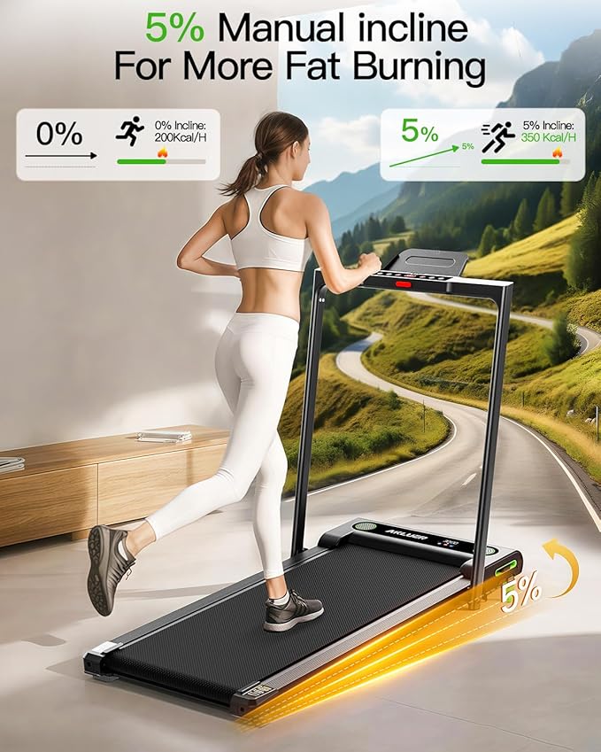 Walking Pad Treadmill, 330lbs Capacity, Compact Walking Pad, 2.5HP Desk Treadmills, 45dB Silent Operation, Foldable Treadmill with Remote Control, for Home Office-FlexoryFit