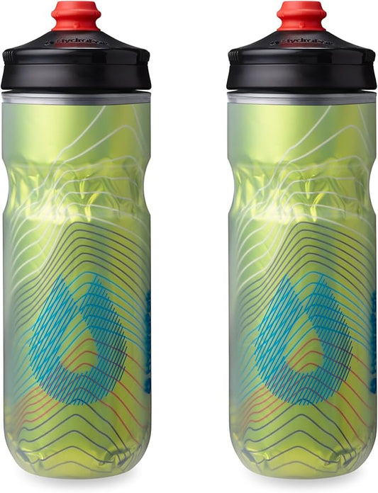 HydraPak Polar Surge Insulated Bike Water Bottle 2-Pack (20oz or 24oz) - High Flow, Fits Most Bike Cages, For Cycling & Sports-FlexoryFit