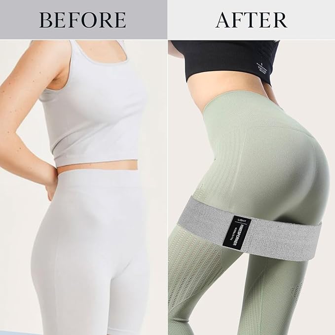 Wide Fabric Resistance Bands Set for Working Out, Non-Slip Exercise Booty Bands for Women & Men Leg and Glutes with Hair Ties and Tape Measure - for Home Gym Workout, Yoga, Pilates-FlexoryFit