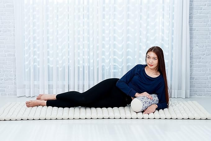 Leewadee Small Yoga Bolster – Shape-Retaining Cervical Neck Roll, Tube Pillow for Comfortable Reading, Kapok Filling, 22 x 6 x 6 inches-FlexoryFit