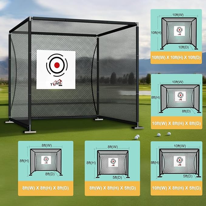 YUNIC Golf Driving Cage with Metal Frame - Choose Standard Hitting Target or Simulator Impact Screen