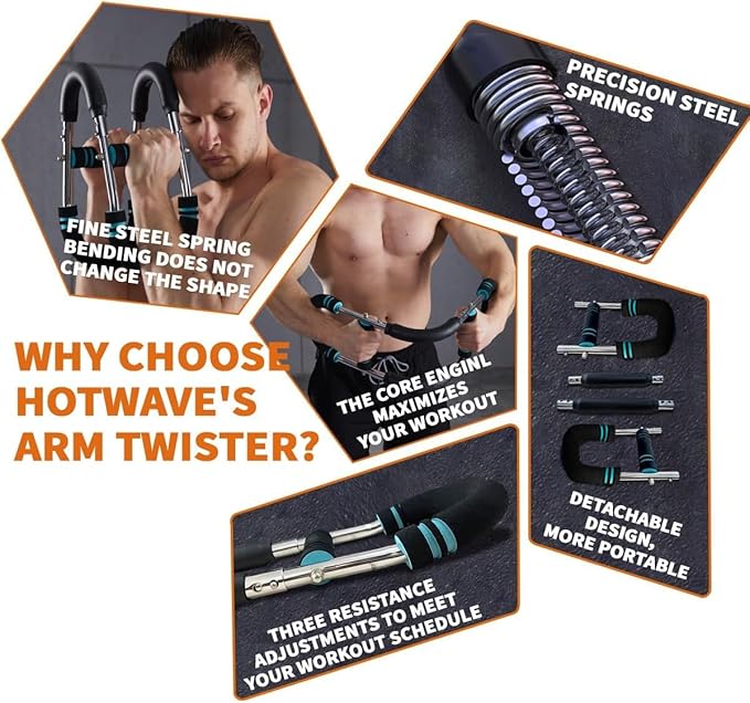 HOTWAVE Twister Arm Trainer, Chest Workout Equipment Exerciser for Men, Adjustable Arm and Chest Twister Trainer for Women - Portable Home Strength Training Fitness Equipment for Upper Body Muscle-FlexoryFit