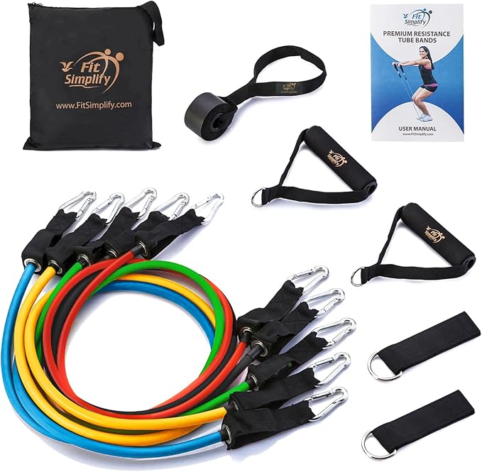 Fit Simplify Resistance Tube Bands 12 Piece Set with Instruction Booklet-FlexoryFit