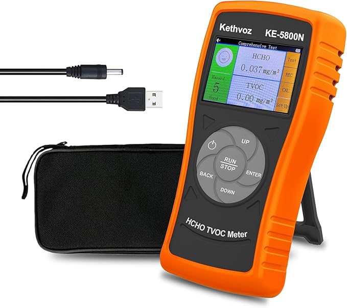 5800N Formaldehyde Detector, Portable Air Quality Monitor for Home Indoor HCHO TVOC Tester with Real-Time Alarm, Handheld Air Pollution Meter with Color LCD Display