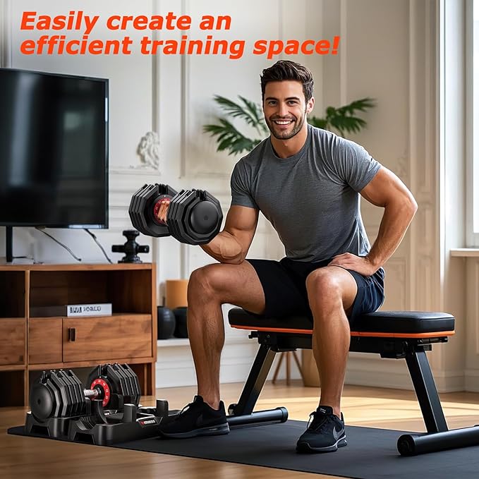 Adjustable Dumbbells Set of 2, 1 Hand Adjustable Weights Dumbbells Set, 5 in 1/10 in 1 Free Dumbbell with Anti-Slip Texture Handle, 25/55/80lb Pair Weight Set For Home Gym Suit both Men and Women-FlexoryFit