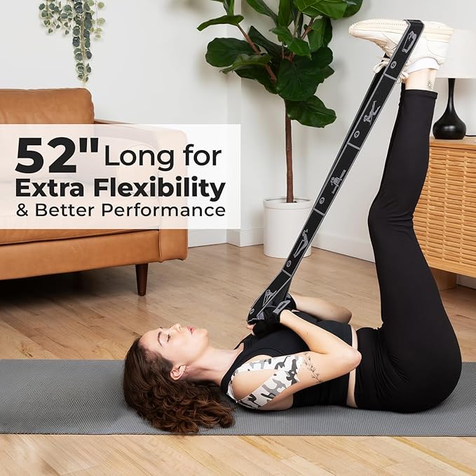 Elastic Yoga Strap with 11 Loops – Premium Stretch Band for Flexibility, Physical Therapy, Pilates, Leg & Full-Body Exercises – Non-Slip Fabric Resistance Band for Mobility & Strength Training-FlexoryFit
