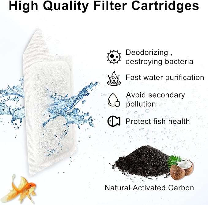 6 Packs Small Filters Cartridges for Tetra Whisper Small Fish Tanks Filter, Small Filter Carbon Replacement Filter Cartridge for 3-10 Gallons Aquarium Filter