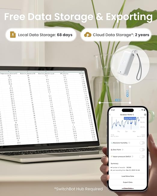 SwitchBot Bluetooth Hygrometer Thermometer 3 Pack with Hub, Smart Humidity Temperature Sensor with App Notifications, 394ft Bluetooth Range, Work with Alexa, Google Home, HomeKit