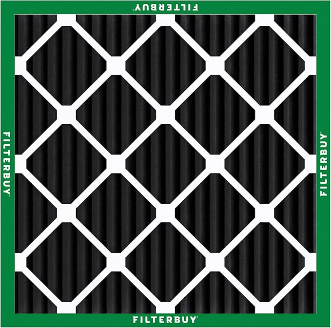 Filterbuy 16x16x1 Air Filter MERV 8 (MPR 700) Odor Eliminator Replacement (2-Pack), Electrostatic Pleated HVAC AC Furnace Filters w/Activated Carbon, Made in USA (Actual Size: 15.75 x 15.75 x 0.75)