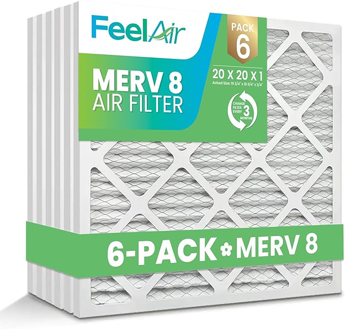 Air Filters 20x20x1 MERV 8, MPR 600, Air Filter (6 Pack) - Actual Size: 19.75"x19.75"x0.75" HVAC, AC Furnace Air Filter