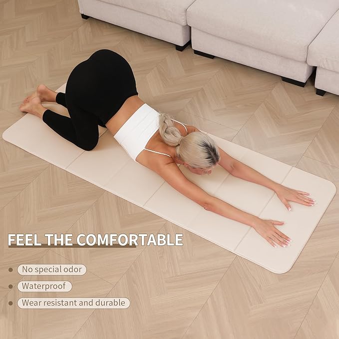 Foldable Yoga Mat - 10mm Extra Thick, 75"26" Non-Slip Exercise Fitness Mat | SGS Eco-Certified, Portable for Yoga/Pilates/Studio/Home Workout-FlexoryFit