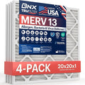 BNX TruFilter 20x20x1 MERV 13 (4-Pack) AC Furnace Air Filter - MADE IN USA - Electrostatic Pleated Air Conditioner HVAC AC Furnace Filters - Removes Pollen, Mold, Bacteria, Smoke
