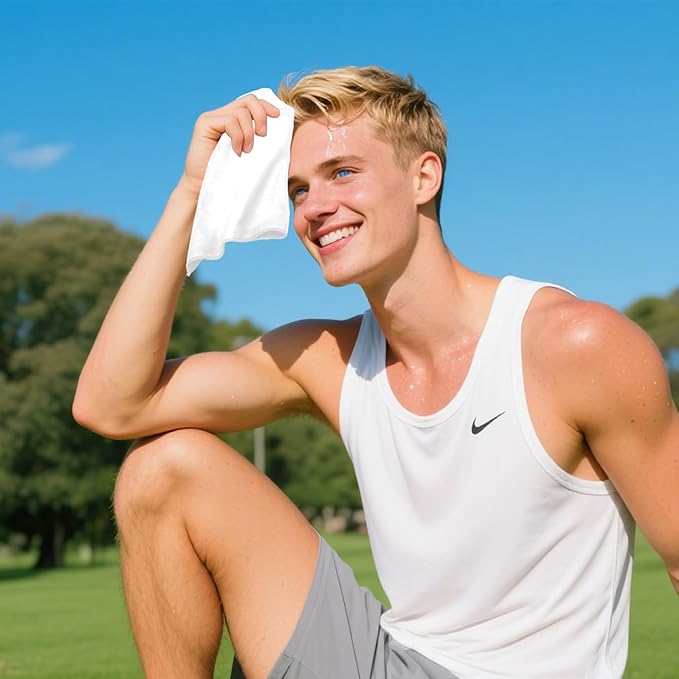 12 Pack Sweat Absorbing Handkerchiefs,Gym Workout Towels Microfiber Sweat Rags Towels for Men & Women, Running Sports accessories Small Cloth for Face Hand,Black Hankies (10" x 10")-FlexoryFit