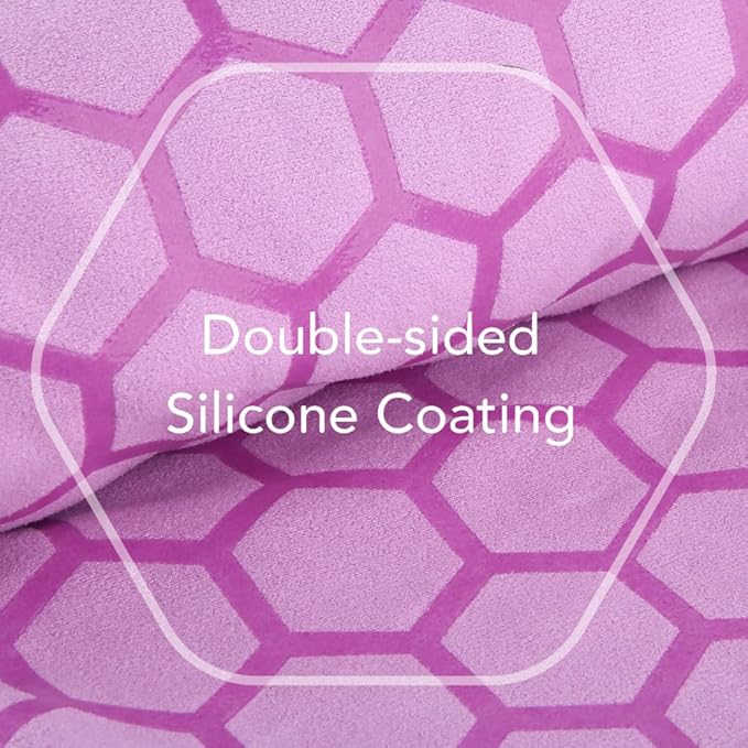 Clever Yoga Non-Slip Hot Yoga Towel – Non-Slip Grip for Hot Yoga, Sweat Absorbent, Honeycomb Silicone Grip, Stays Flat – Ideal for Pilates, Travel, Washable & Lightweight - Lilac-FlexoryFit
