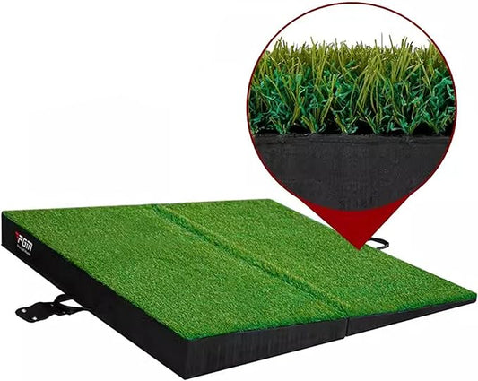 PGM 40"x 40" Golf Practice Mat - 4 Adjustable Simulation Slopes Golf Mats - Golf Hitting Mat - Golf Mats Practice Indoor Outdoor - Golf Training Mat - Golf Swing Trainer Aid
