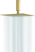 Lordear Gold Rainfall Shower Head 12 Inch Square Rain Shower Head Solid Ultra Thin 304 Stainless Steel Fixed Rainshower Head with Self Cleaning Nozzles