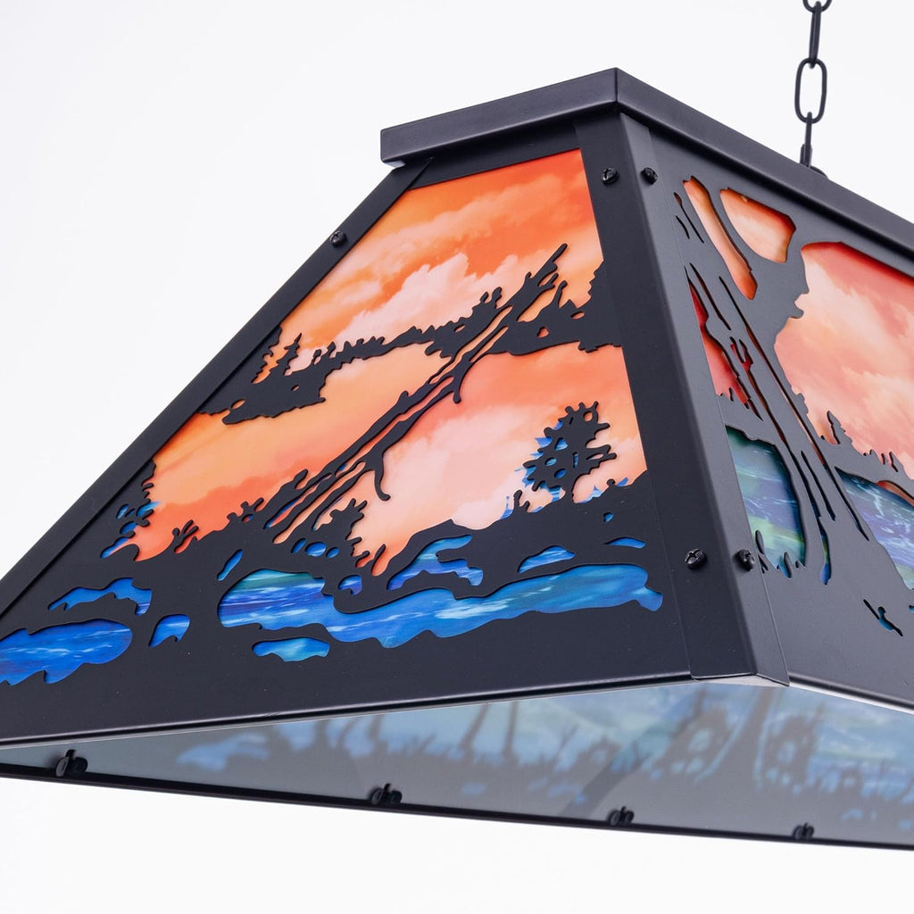 Wellmet Tiffany Pool Table Light 59 inch, 5 Lights Rustic Deer Chandelier for Kitchen Island, Cabin, Billiards Table Lamp, Farmhouse Chandelier for Country, Wild West Style