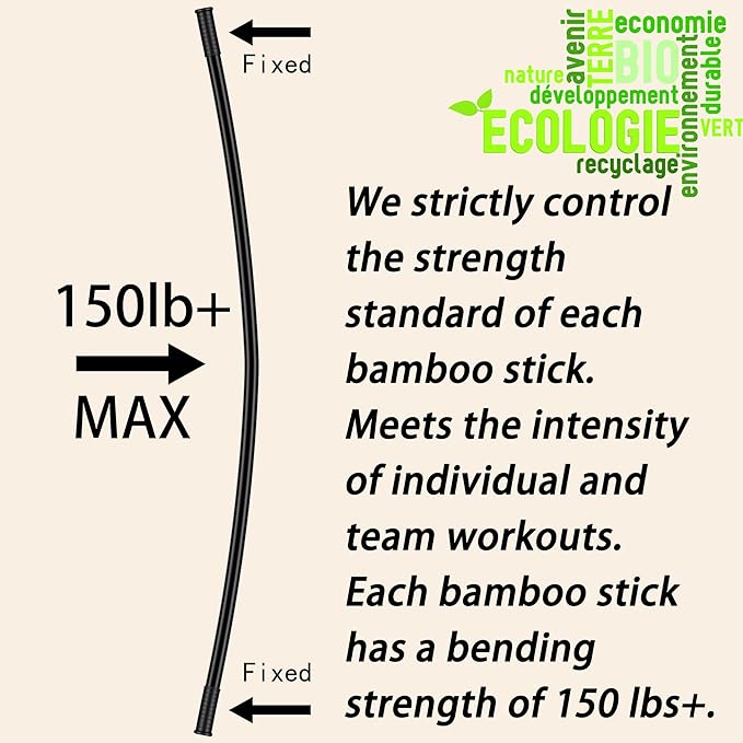 5ft Yoga Stick from Natural Bamboo with Non-Slip Handle-Stretching Stick for Mobility, Flexibility,Exercise,Workout, Physical Therapy,Pilates,Balance Fitness-Access Online Video Guide Without Any Info-FlexoryFit