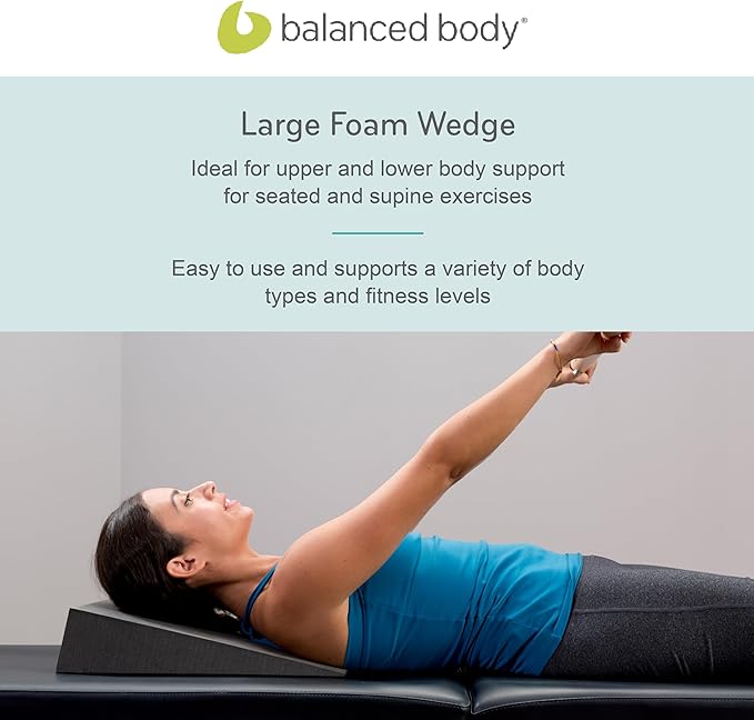 Balanced Body Large Foam Wedge, Pilates Reformer Accessory, Workout Wedge for Home Gym or Studio, Black-FlexoryFit