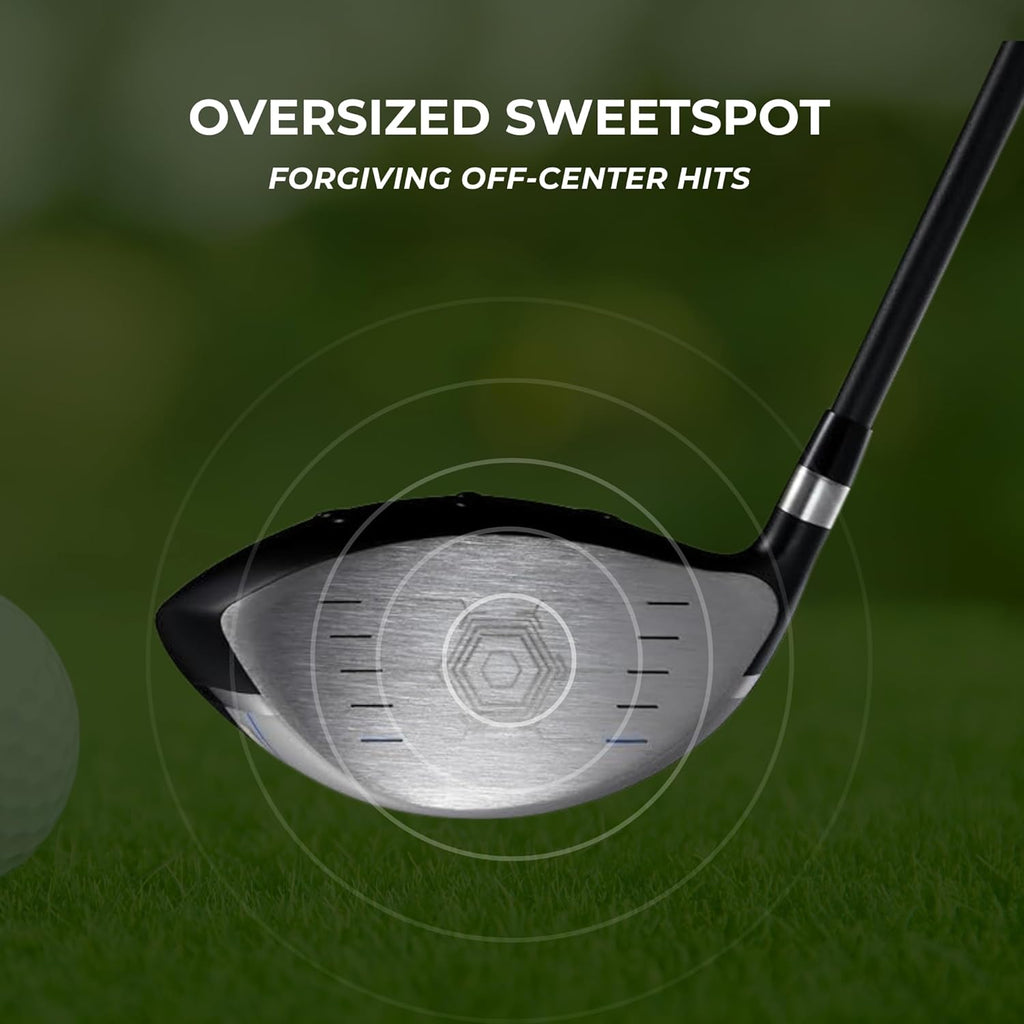 Speed Titanium Driver Golf Club, 10°, 11.5°, 12.5° Loft (Right & Left Handed), Lightweight Graphite Shaft, Oversized Sweet Spot, Aerodynamic, USGA Conforming Mens Golf Driver + Deluxe Headcover