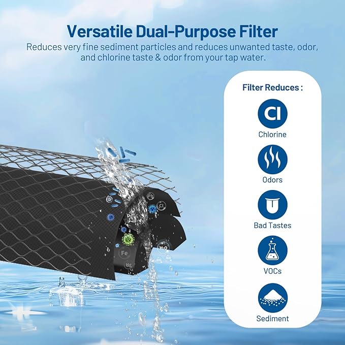 5 Micron 10" x 2.5" Whole House Carbon Block Sediment Water Filter Cartridge Replacement for AO-WH-PRE-RCP2, SCWH-5, WHKF-WHWC, FXWTC, FX12P, WFPFC8002, WFPFC9001, 3WH-STDCW-F02, W5CIP (Pack of 2)