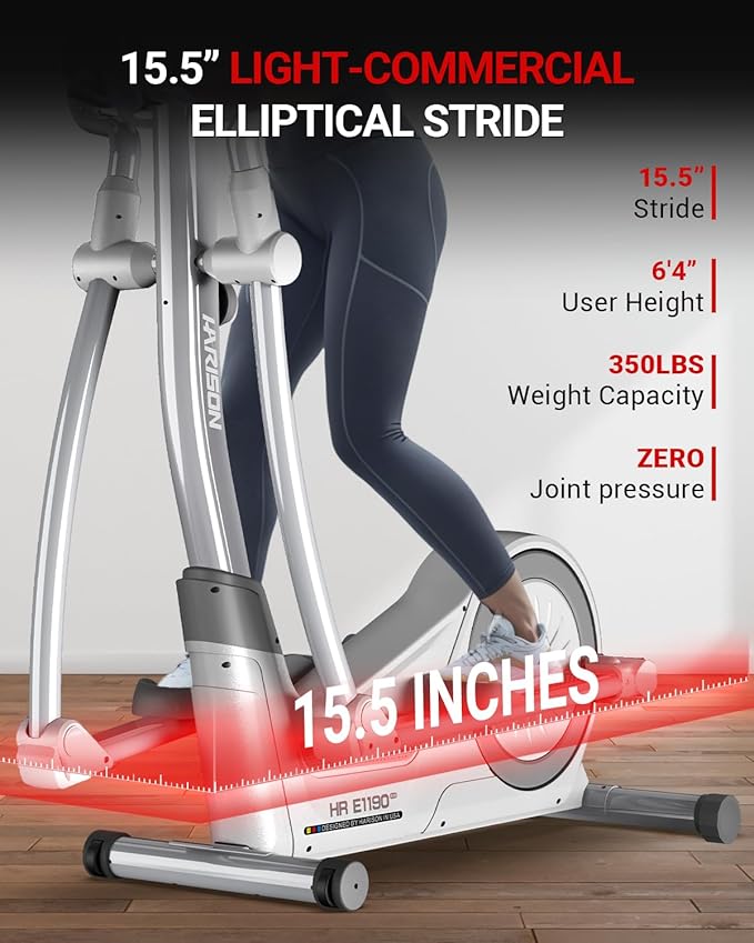 HARISON Elliptical Machine for Home 350 LBS Capacity, Magnetic Elliptical Exercise Machine with 16-Level Resistance Control, Elliptical Trainer with HARISON Bluetooth-FlexoryFit
