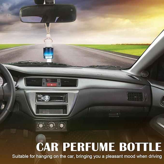 50 Pcs Hanging Car Air Freshener Car Diffuser Bottles Empty Glass Perfume Bottle Freshener Diffuser Bottle Pendant for Essential Oil Fragrance Aromatherapy Bottle Ornament (Cylinder)
