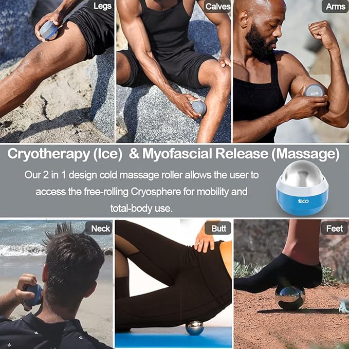 iECO Cryosphere Cold Massage Roller Ball - Massage Ball for Cold & Heat Relief, Myofascial Release, Trigger Point Therapy, Muscle Knots - Deep Tissue Ice Massager-FlexoryFit