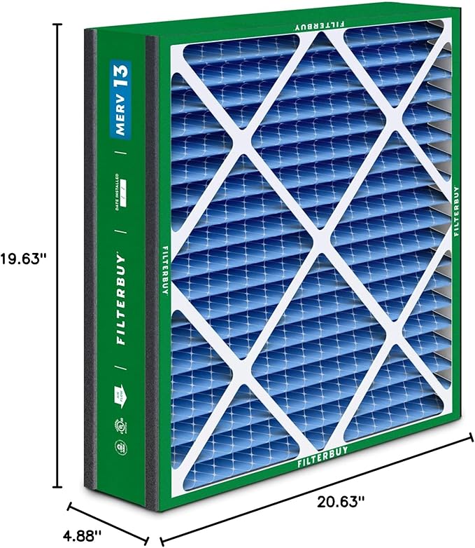 Filterbuy 20x20x5 Air Filter MERV 13 (MPR 1900) Health Defense Replacement (2-Pack), Pleated HVAC AC Furnace Filters for Trion Air Bear 255649-103 & More (Actual Size: 19.63 x 20.63 x 4.88)