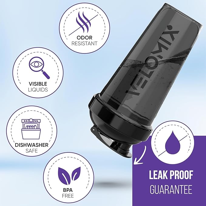 '-2 Pack- 28 oz Protein Shaker Bottles for Protein Mixes - 2x Wire Whisk | Leak Proof Shaker Cups for Protein Shakes | Protein Shaker Bottle Pack | Shakers for Protein Shakes-Purple&Black-FlexoryFit