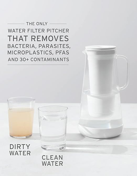 LifeStraw Home Pitcher Glass and Silicone Base 7 Cup Terrazzo