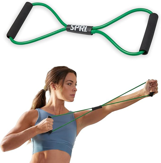 SPRI Ultra Toner Figure 8 Resistance Band with Padded Handles Great for Stretch, Exercise, Fitness Training, Yoga, Resistance Weights, Therapy, Gym or Home Workout Equipment.-FlexoryFit
