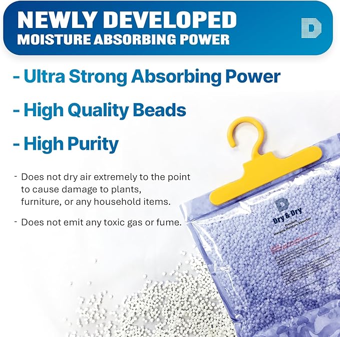 Dry & Dry 46 Packs [Net 14 Oz/Pack] Moisture Absorbers for Home, Basement & Bedroom - Small Dehumidifiers