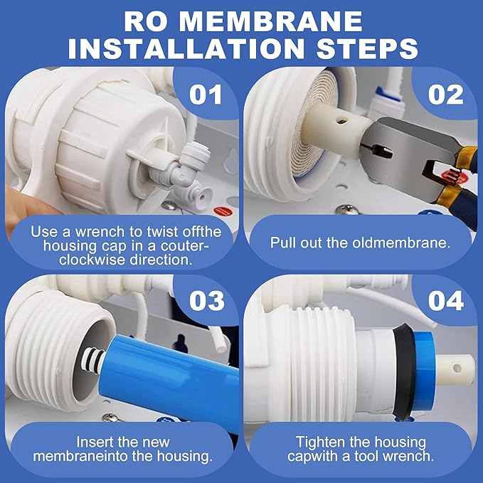 3012-500 GPD Universal Reverse Osmosis RO Membrane Element，3.0"x12" Replacement Water Filter,for Under Sink Home Drinking RO Water Purifier System
