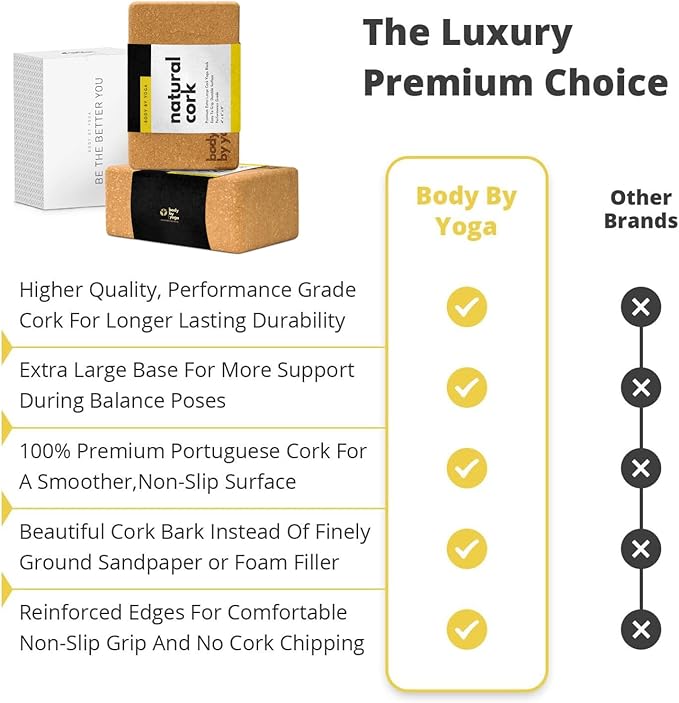 Premium Cork Yoga Blocks - Extra Large Yoga Block 2-Pack or Extra Tall 1-Pack for Inflexible Yogis | Natural, High-Density Cork for Superior Support & Stability | Optional Yoga Strap & Gift Box-FlexoryFit