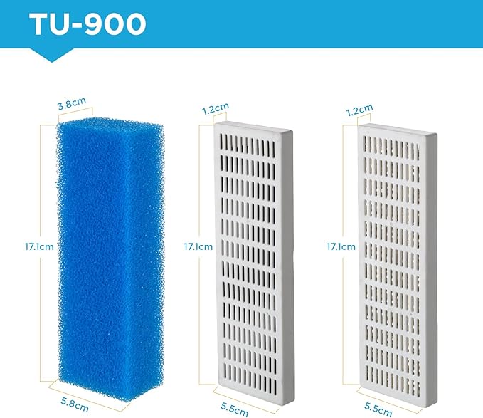 Replacement Cartridge for Aquarium UV Filter TU-900 with Aquarium Filter Foam, Active Carbon and Ceramic Ring(TU900-S)